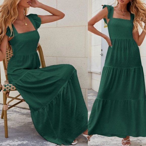Boho tied open back square neck maxi dress - Picture 7 of 12